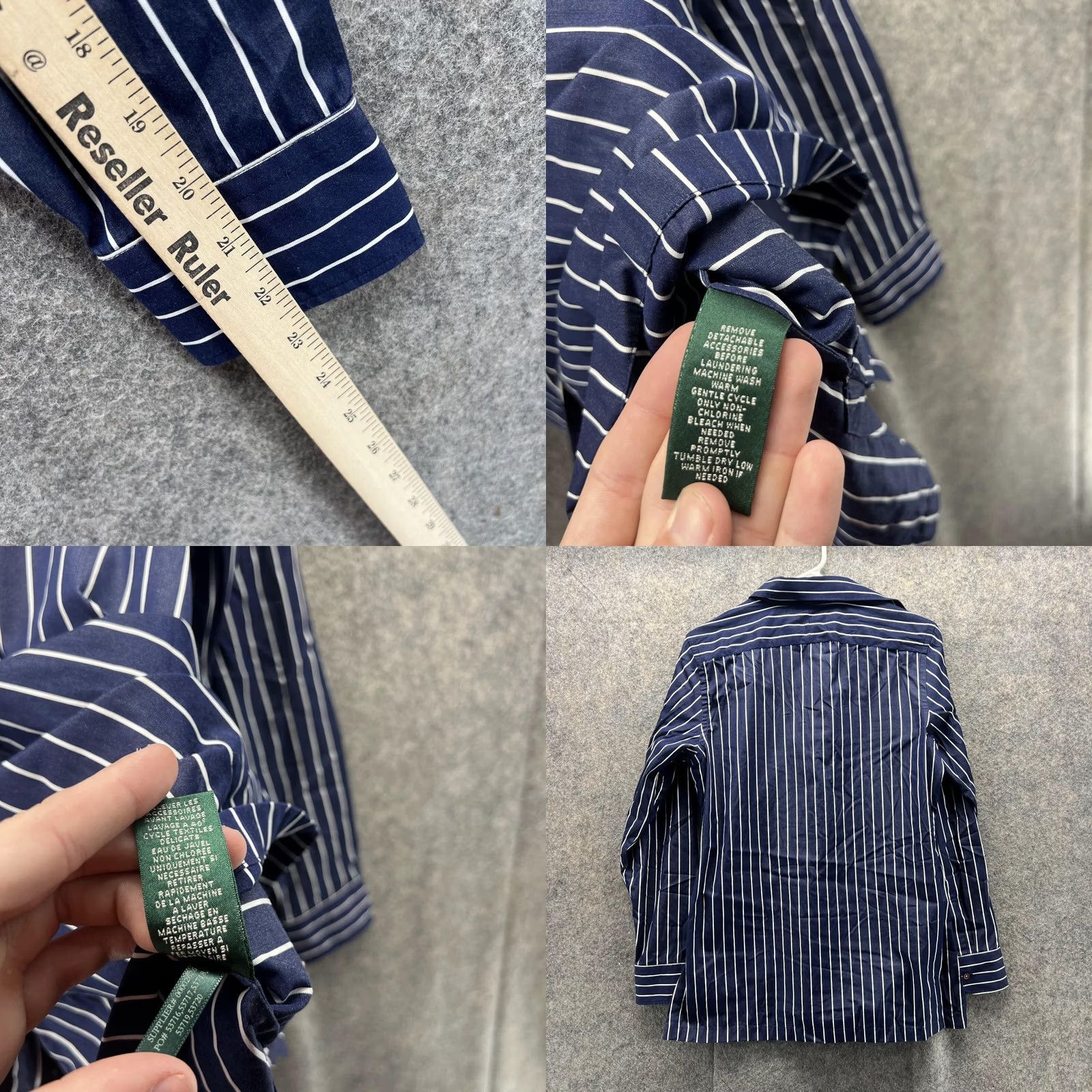 Ralph Lauren VINTAGE? No. Lauren Ralph Lauren Shirt Women Small Blue Striped Button-Up Long Sleeve Collared pullover Casual Shirt Women S Blue Striped 3/4? Size S / US 4 / IT 40 - 8 Thumbnail