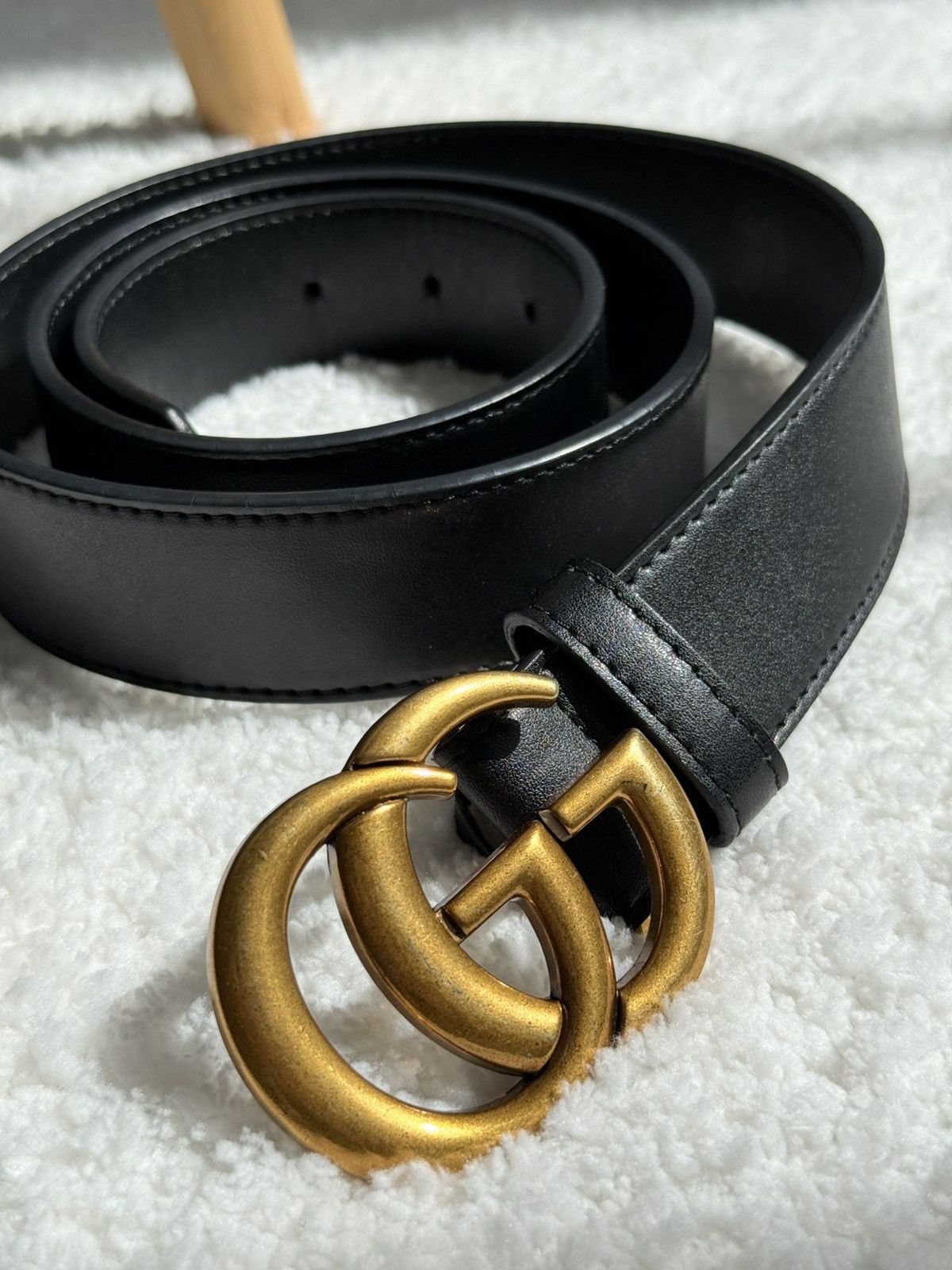 Gucci Gucci Belt GG Marmont leather shiny Gold Buckle Size ONE SIZE - 1 Thumbnail