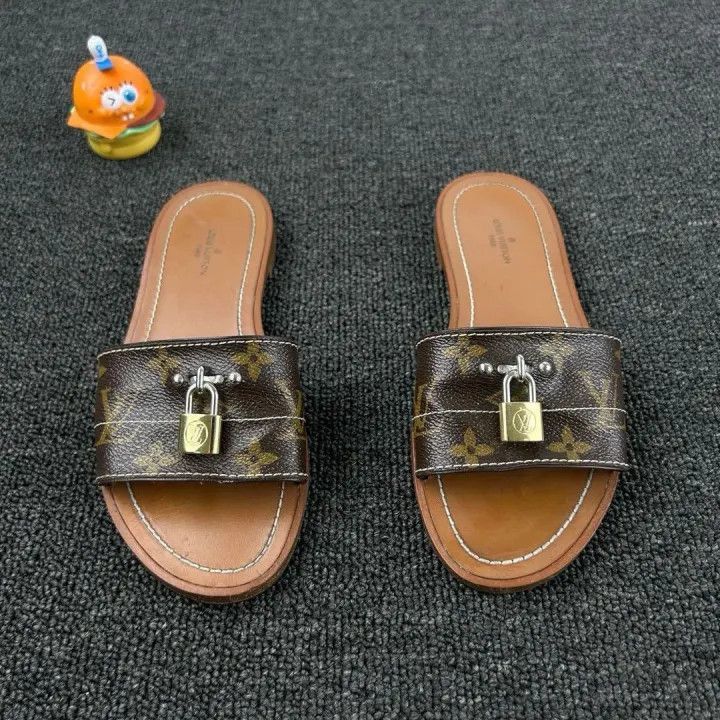 Louis Vuitton Louis Vuitton Classic Logo Lock Slide Sandals -2508 Size US 5.5 / EU 38 - 2 Thumbnail
