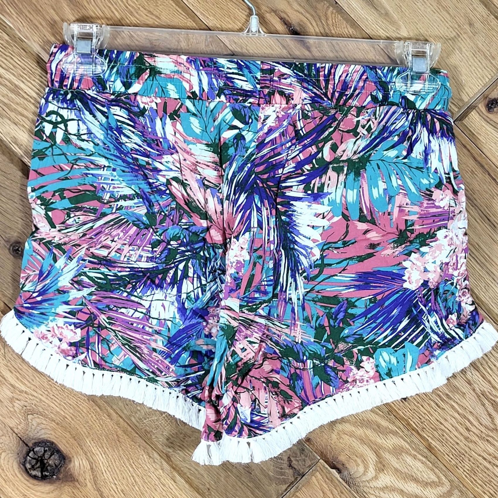 Vintage Hot Kiss Tropical Print Rayon Shorts Womens Size L Size 36" / US 14 / IT 50 - 4 Thumbnail