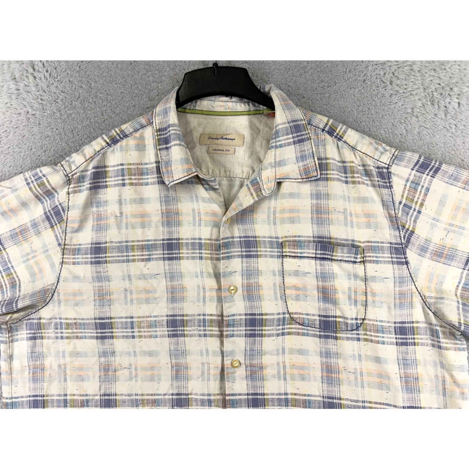 Tommy Bahama Tommy Bahama Shirt Men 2XL Beige Blue Plaid Button Up 100% Silk Pocket Vintage: No Size US XXL / EU 58 / 5 - 4 Thumbnail