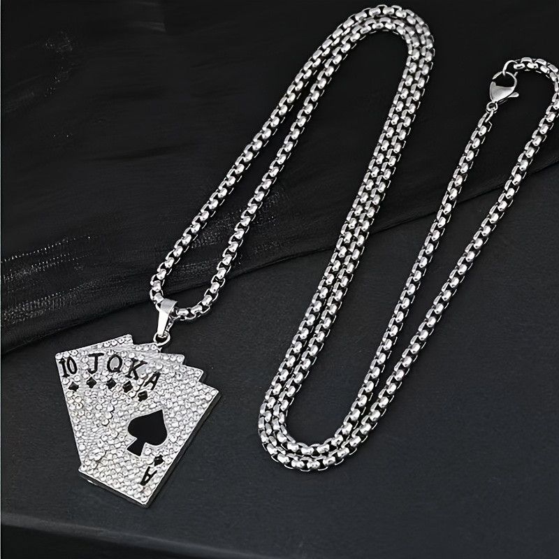 Jewelry Hip-Hop Poker Pendant Necklace Size ONE SIZE - 3 Thumbnail
