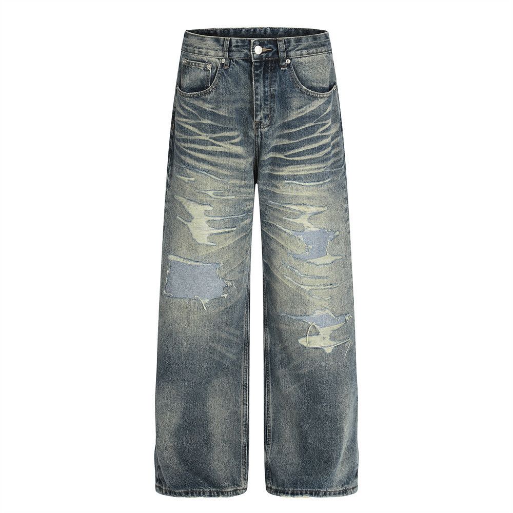 Vintage Men's punk gradient washed distressed loose ripped jeans Size US 32 / EU 48 - 1 Thumbnail