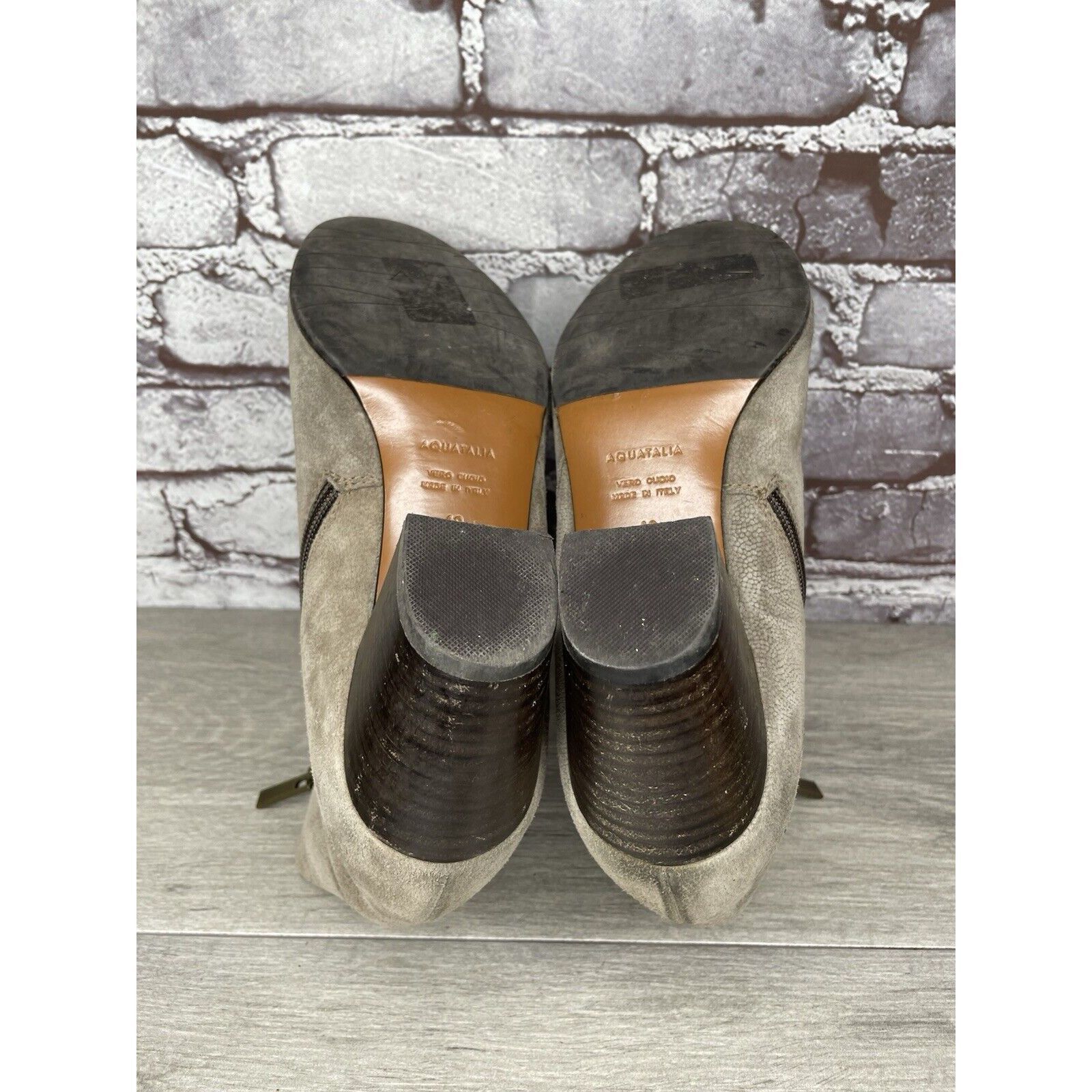 Aquatalia Aquatalia Taupe Suede Leather Side Zip Heel Ankle Booties Wo Size US 10 / IT 40 - 10 Thumbnail