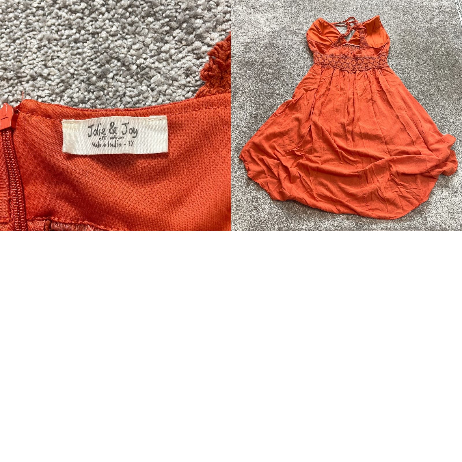 Vintage Jolie & Joy Dress Womens Plus 1X Orange Halter Neck A-Line Sleeveless Midi Rayon Stretch Dress Size XL / US 12-14 / IT 48-50 - 8 Thumbnail