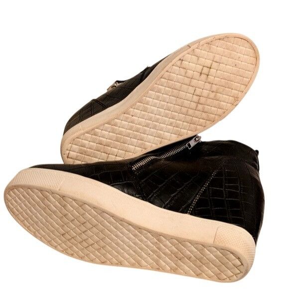 Other Black Croc-Embossed Dual Side Zip Wedge Sneakers Size 8.5 Size US 8.5 / IT 38.5 - 4 Thumbnail