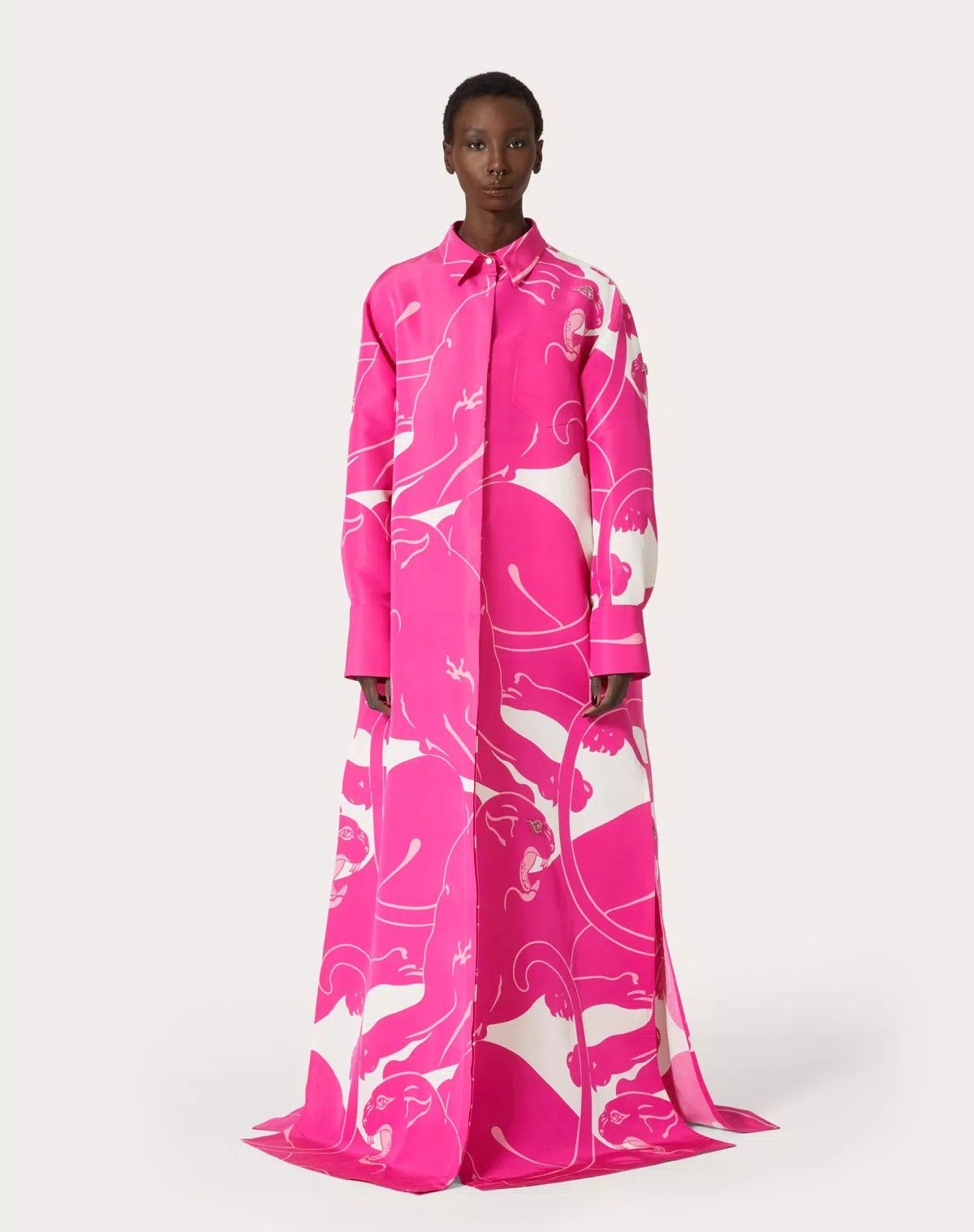 Valentino o1s1wg110625 Panther Faille Long Dress in Pink Size M / US 6-8 / IT 42-44 - 3 Thumbnail