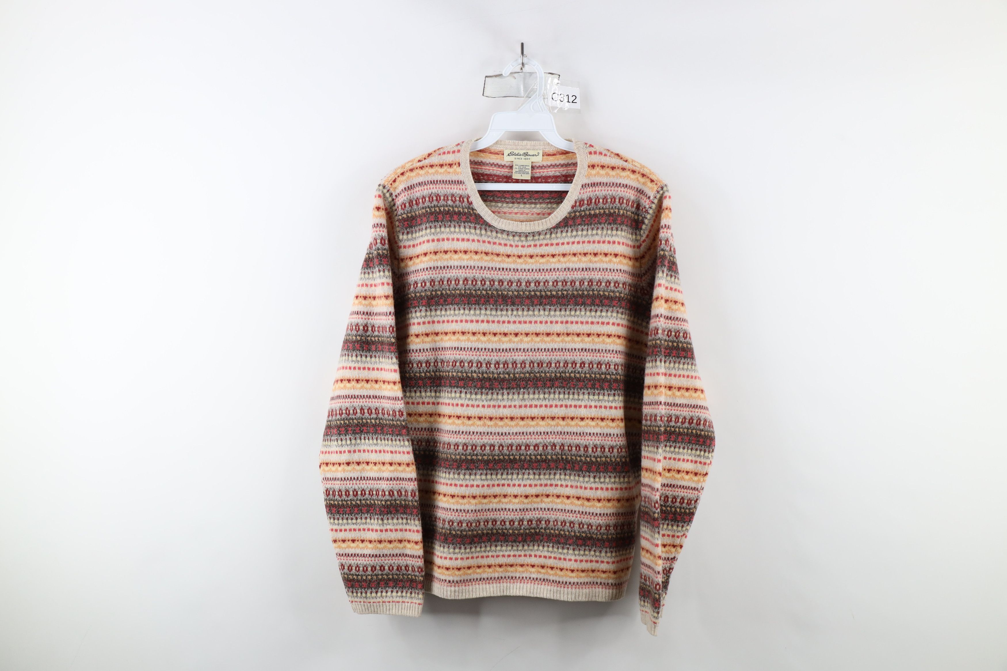 Eddie Bauer × Vintage Vintage 90s Eddie Bauer Lambswool Knit Fair Isle Sweater Size L / US 10 / IT 46 - 1 Thumbnail