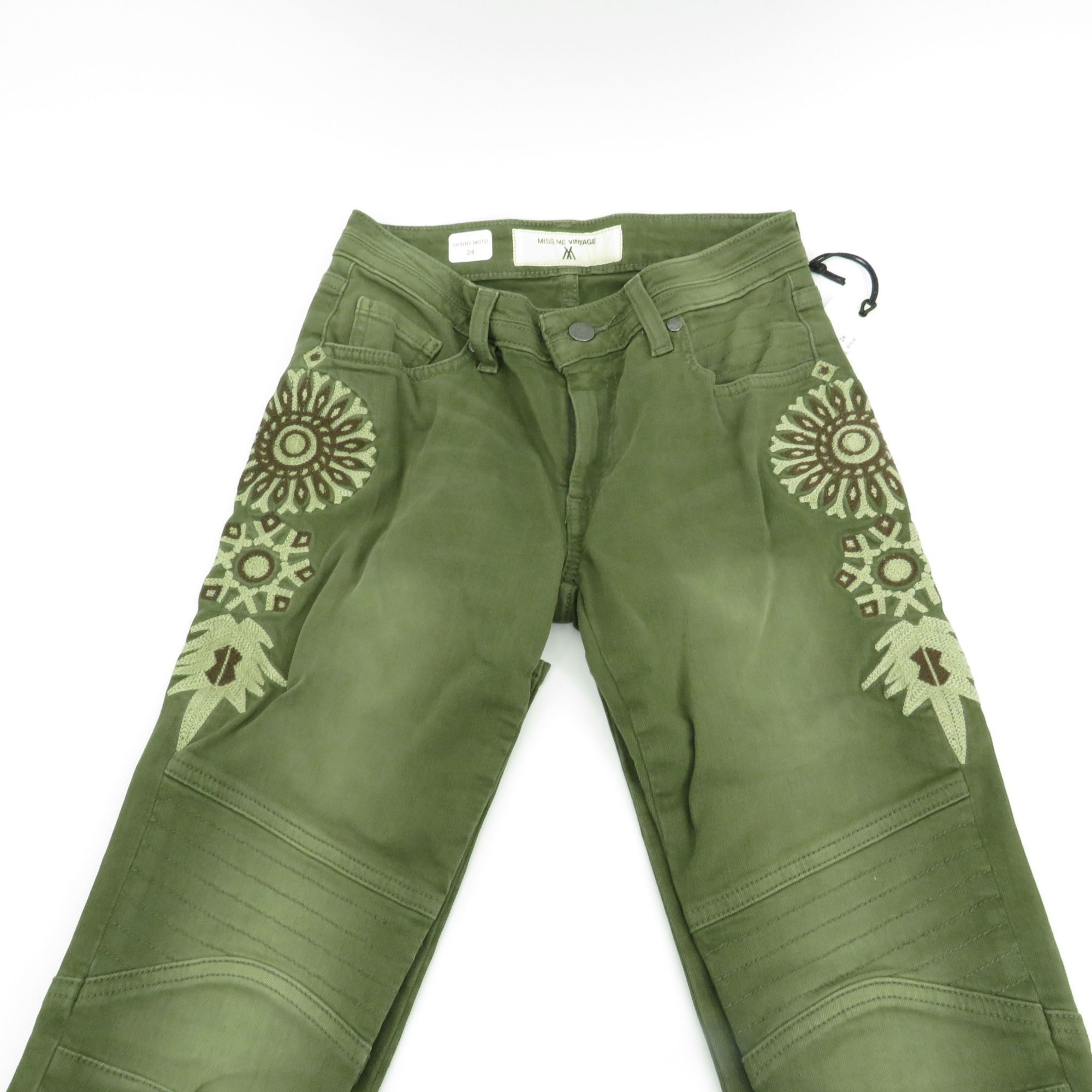Miss Me Miss Me Vintage Womens Skinny Jeans Olive Green Embroidered Size 24" / US 00 / IT 34 - 5 Thumbnail