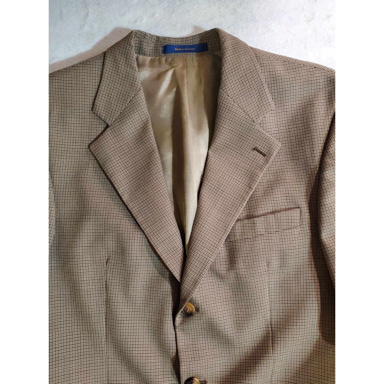 Chaps VINTAGE Chaps By Ralph Lauren 100% Wool Houndstooth Suit Jacket Mens Size 40R Size 40R - 2 Thumbnail