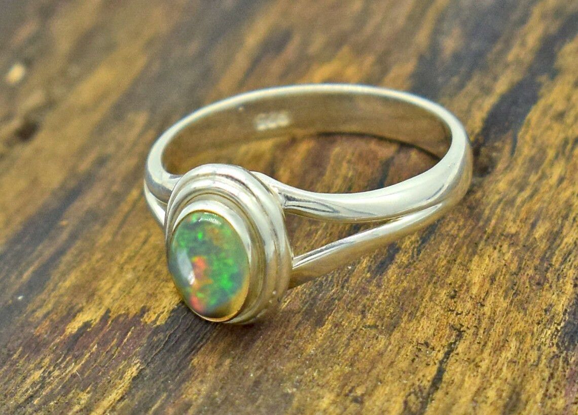 Handmade Handmade Ethiopian Opal Ring 925k Silver Statement Ring Size ONE SIZE - 4 Thumbnail