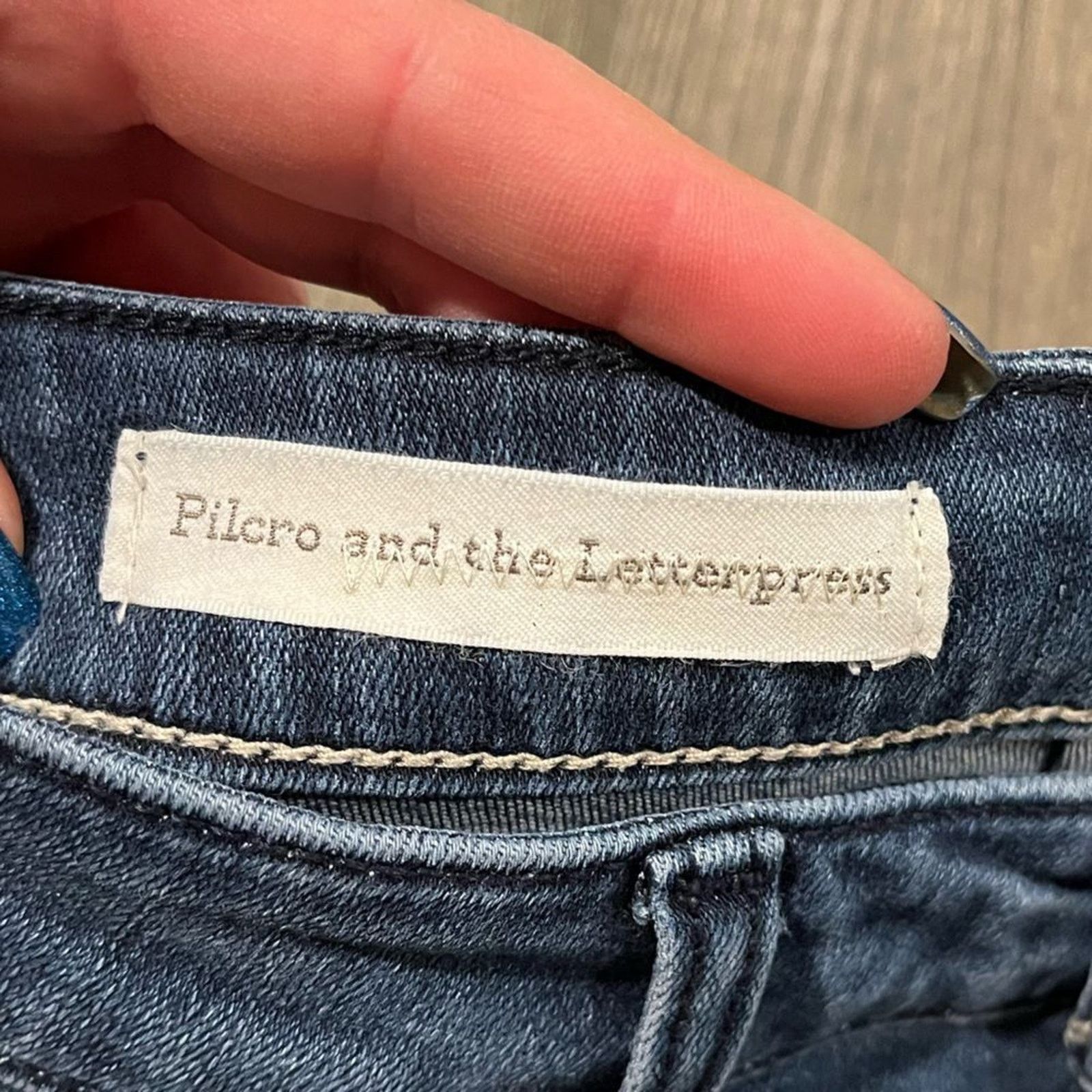 Anthropologie Pilcro The Letterpress Skinny Jeans Script Frayed Mid Rise Size 26" / US 2 / IT 38 - 8 Thumbnail