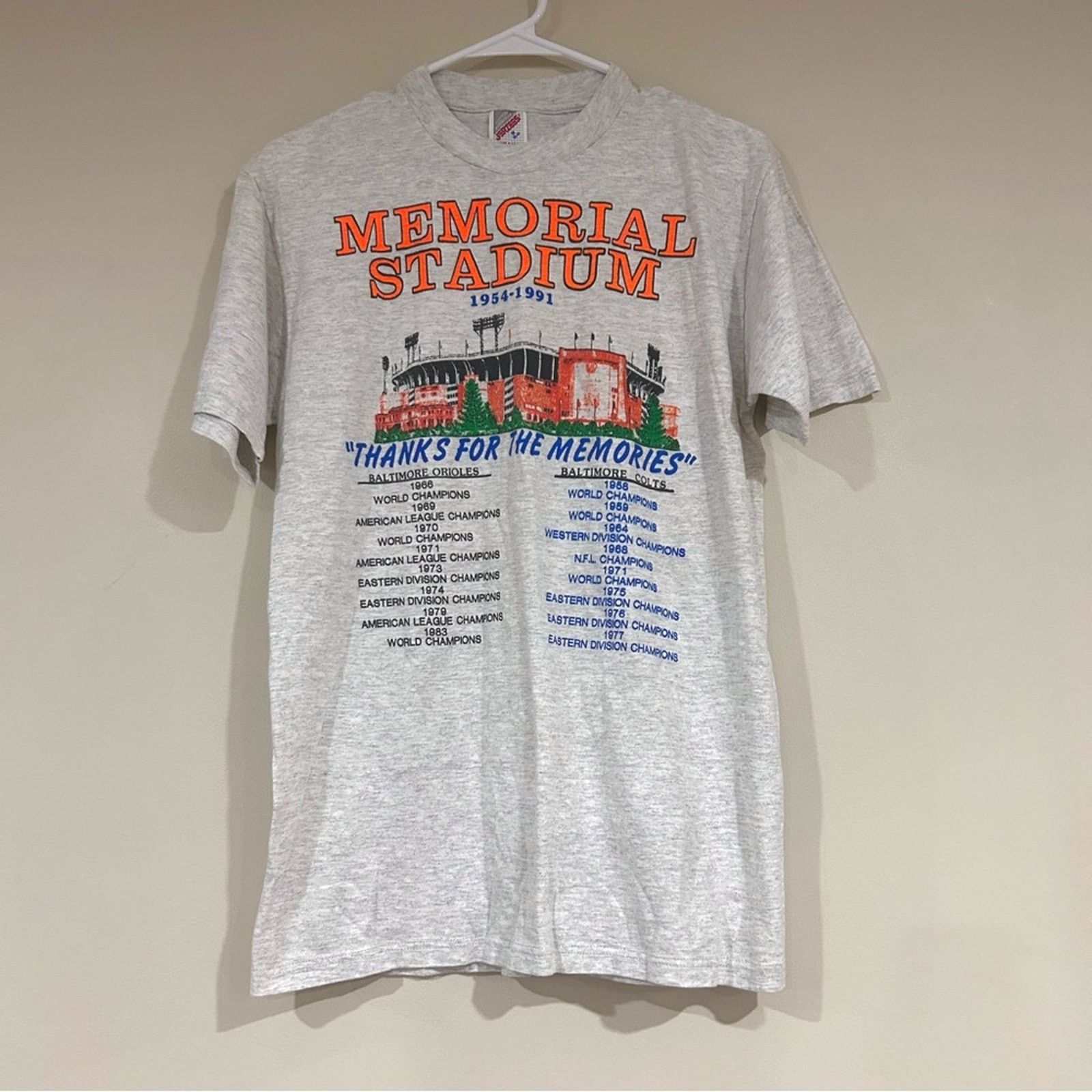 Jerzees Vintage 1991 Baltimore Memorial Stadium Ravens Orioles Shirt Size US M / EU 48-50 / 2 - 1 Thumbnail