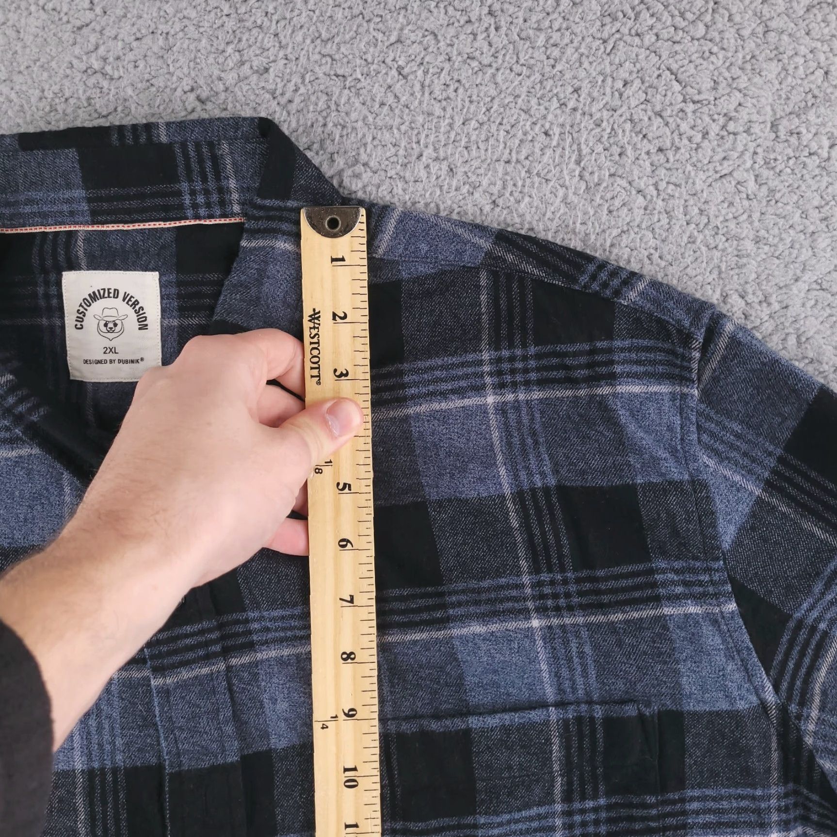 Vintage Dubinik Shirt Mens 2XL Flannel Gray Long Sleeve Button Check Cotton Custom Size US XXL / EU 58 / 5 - 6 Thumbnail