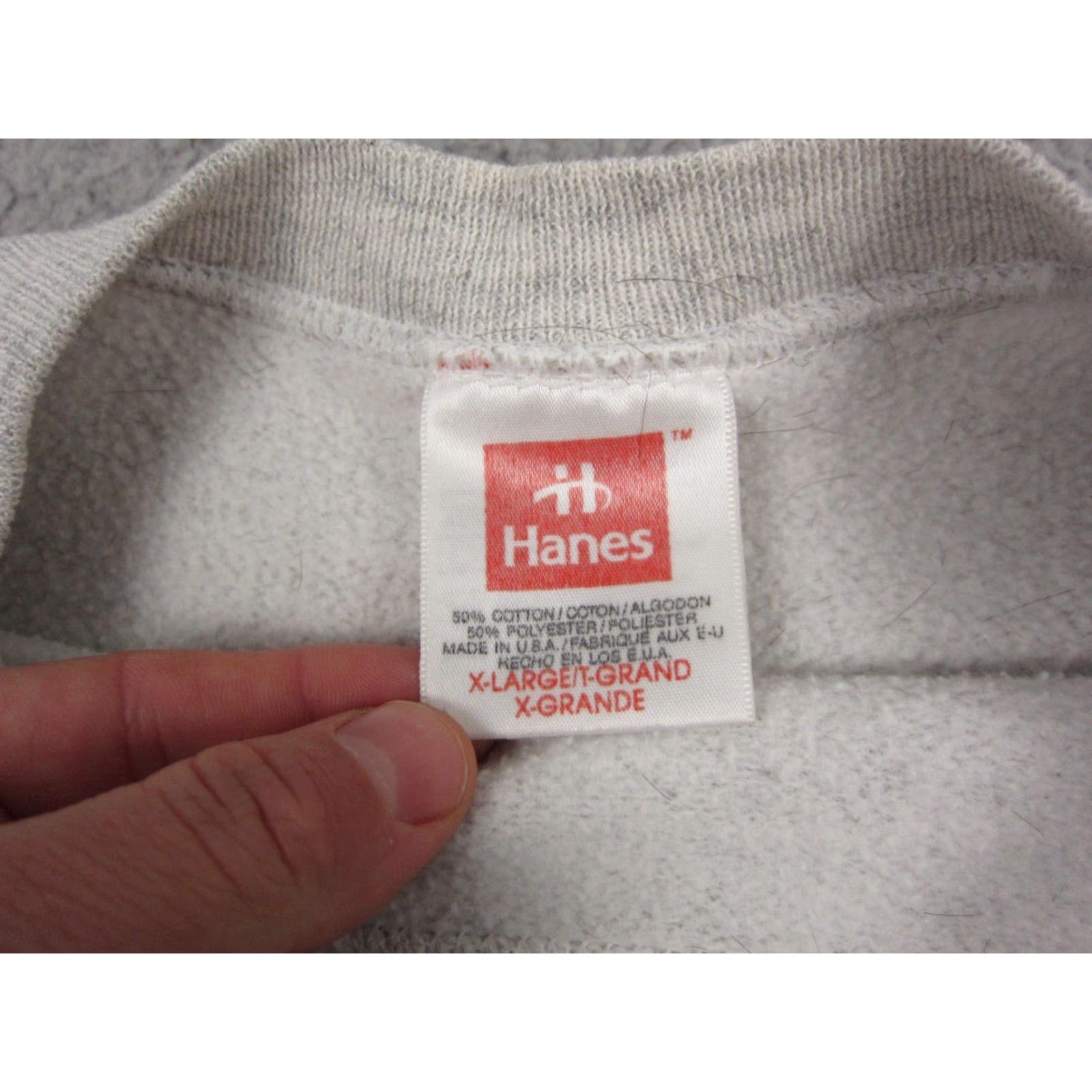 Hanes VINTAGE Hanes Sweatshirt Mens XL Gray Crew Neck Pullover 90s USA Made Cotton Fleece Logo Shirt Size US XL / EU 56 / 4 - 7 Thumbnail