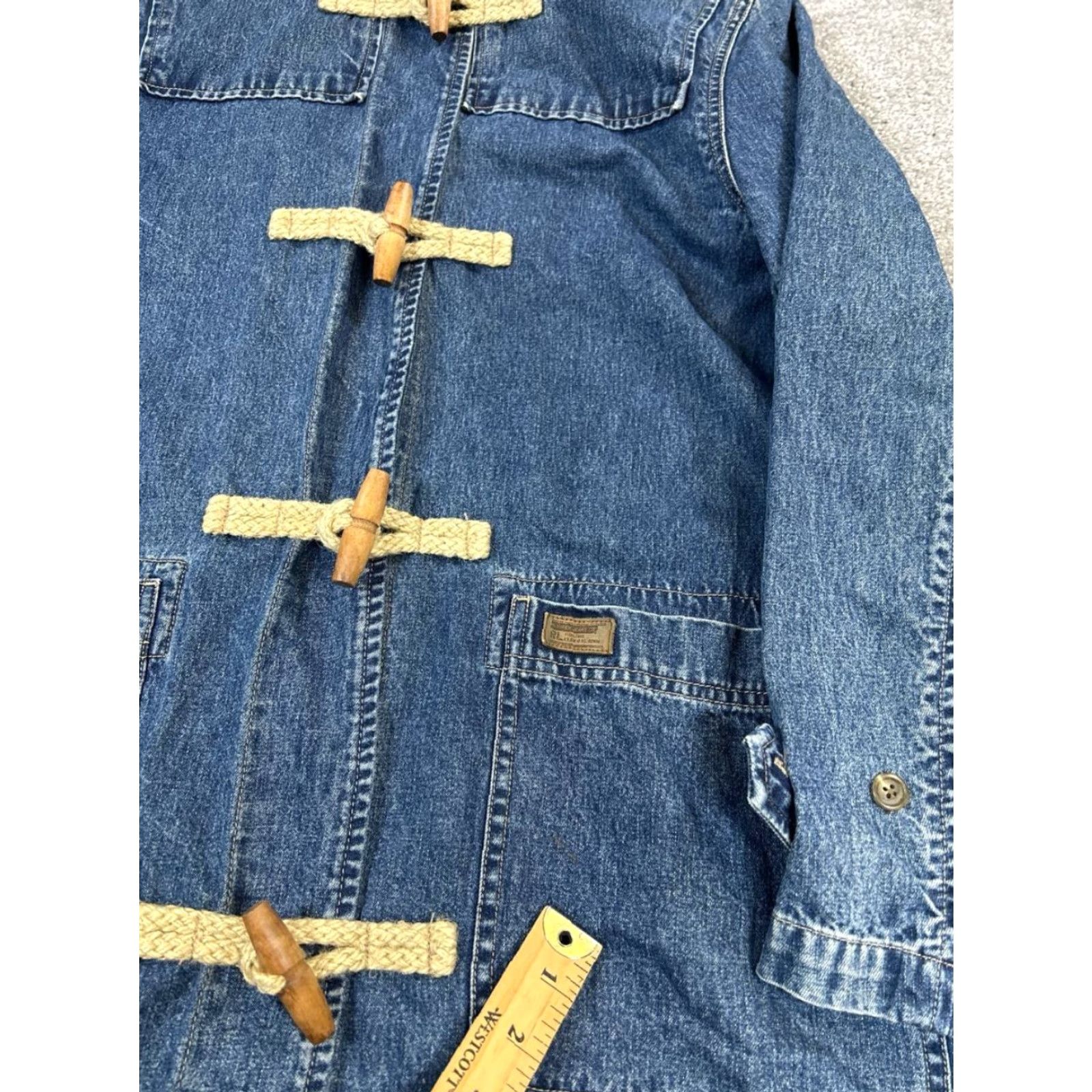 Ralph Lauren VINTAGE Ralph Lauren Jacket Womens M Blue Cotton Denim Rope Duffle Parka Long Sleeve Button Pockets Casual Size M / US 6-8 / IT 42-44 - 5 Thumbnail