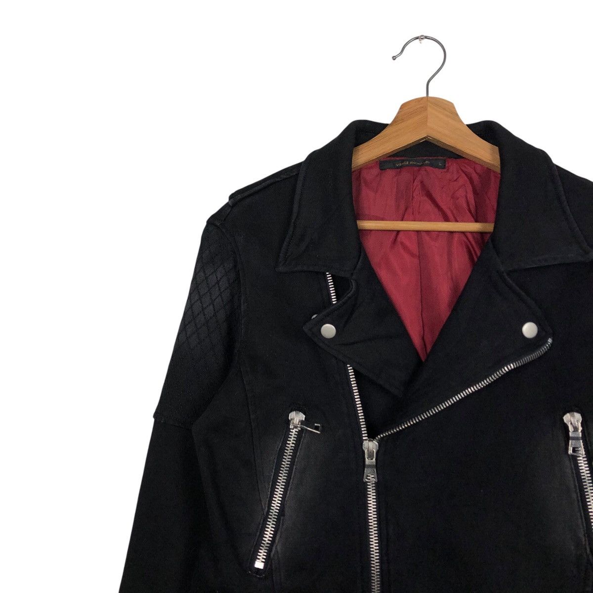 Designer × Japanese Brand × Vintage 📌Cropped Biker Jacket Double Collar Vence Exchange Size US L / EU 52-54 / 3 - 8 Thumbnail