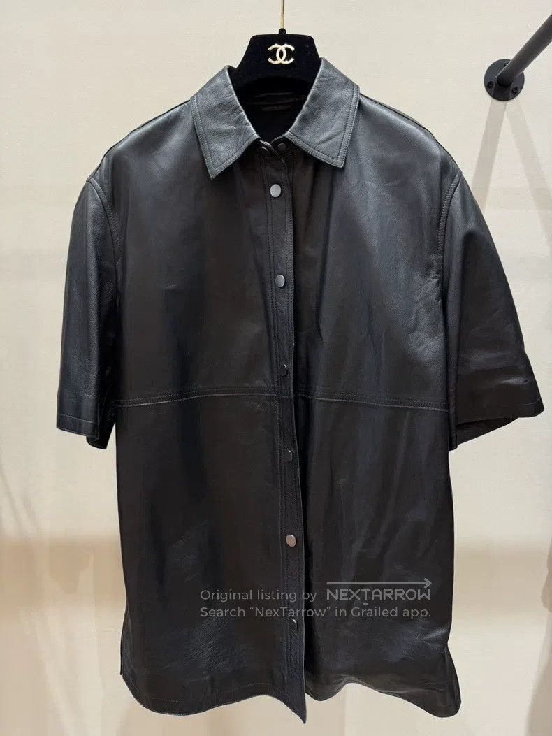 Brunello Cucinelli Black short-sleeved leather jacket loo