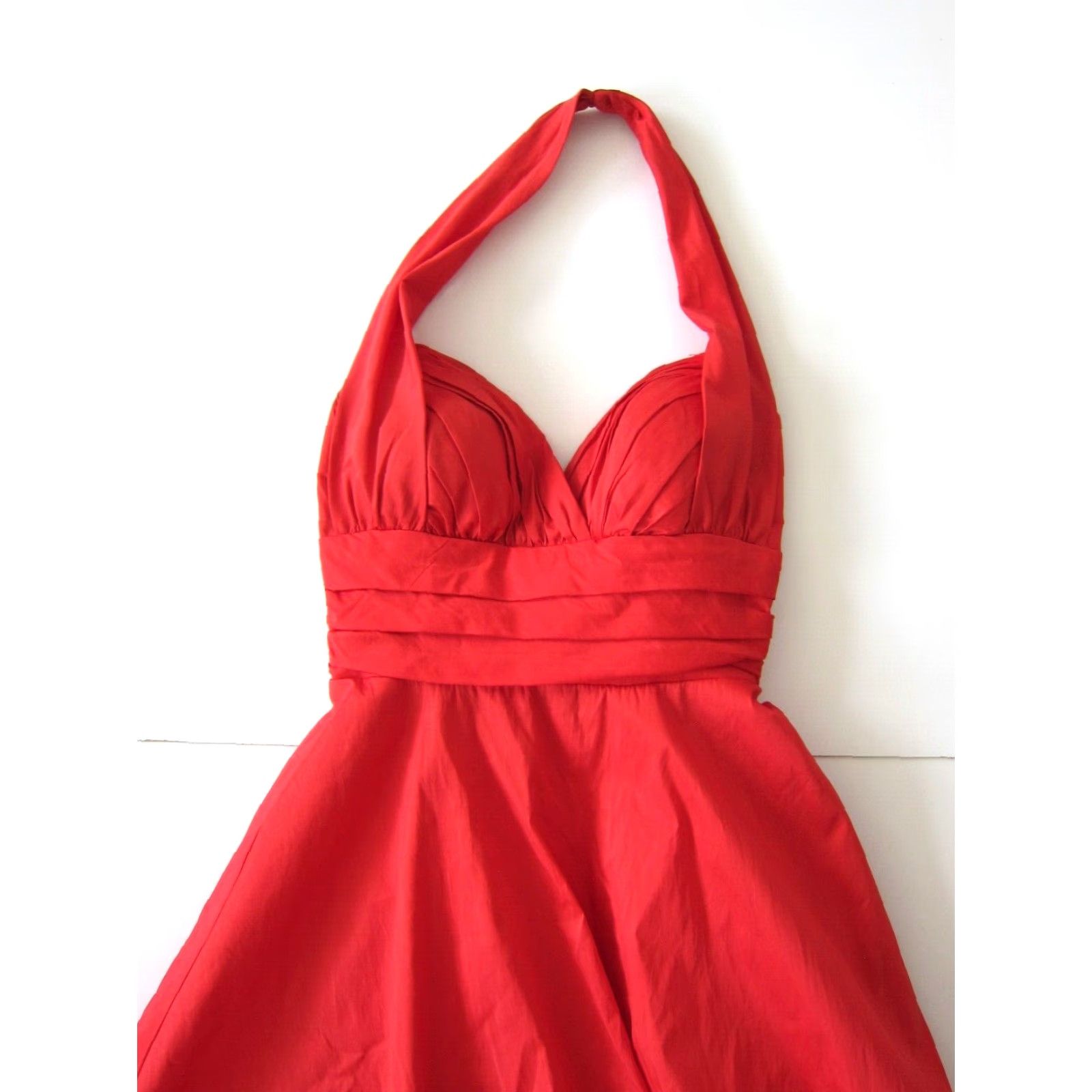 Vintage VINTAGE Betsy & Adam Linda Bernell Red Satin Ruched Puff Halter Party Cocktail Dress 4 Size S / US 4 / IT 40 - 7 Thumbnail