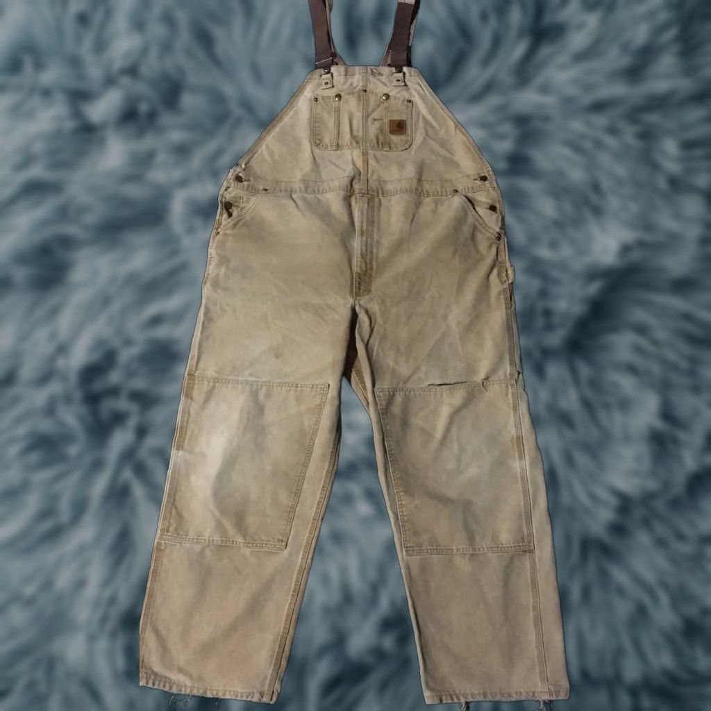 Carhartt VINTAGE Carhartt Overalls Trucker Grunge 90s 80s Biker Punk Distressed Tan 48 Men Double Knee Workwear Jeans Size US 32 / EU 48 - 1 Thumbnail