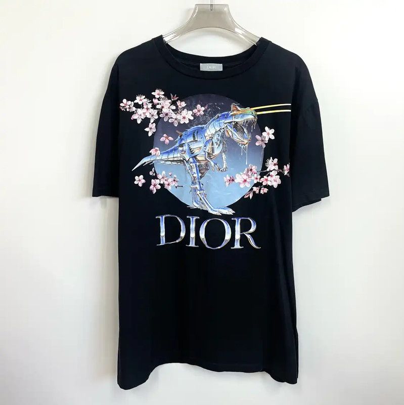Dior Dior Black Graphic T-Shirt with Dinosaur Design 0089 Size XS / US 0-2 / IT 36-38 - 1 Thumbnail