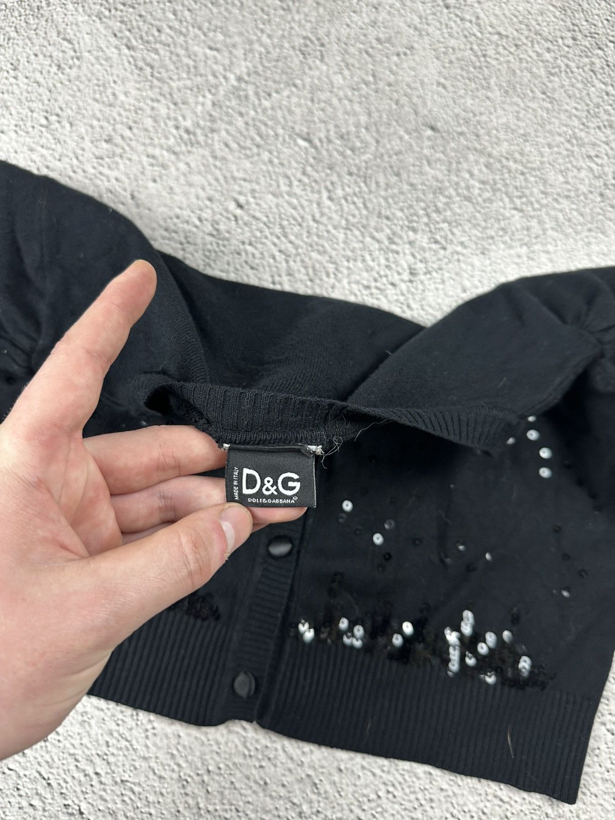 Dolce & Gabbana VTG Dolce Gabbana Cropped Sequin Embellished Black Cardigan Size M / US 6-8 / IT 42-44 - 7 Thumbnail