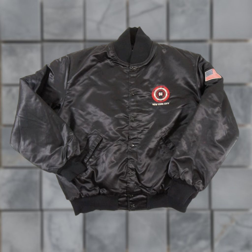 Vintage Vintage Birdie Men's Bomber Jacket Fall Spring Winter 90s Black Satin Outdoor Casual Mens Large Size US L / EU 52-54 / 3 - 1 Thumbnail