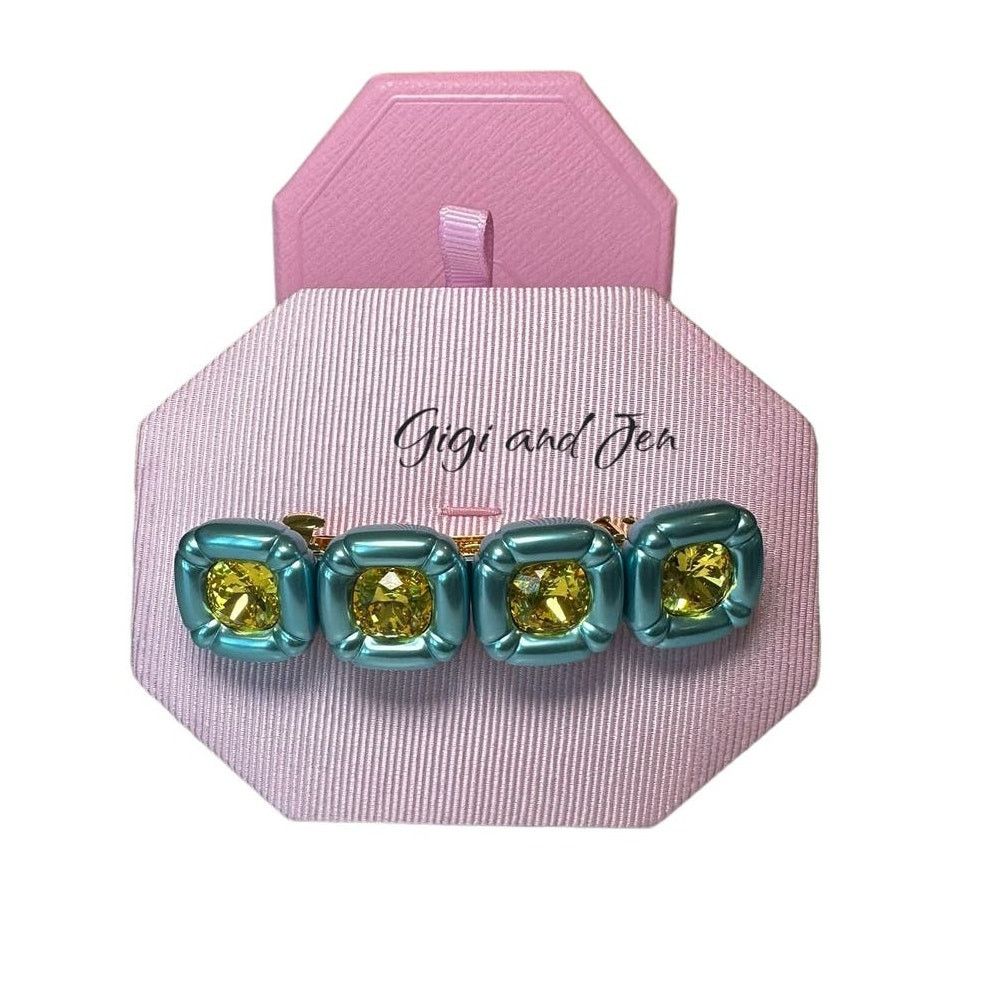 Swarovski Swarovski Hair clip Cushion cut, Blue, Gold-tone plated Size ONE SIZE - 6 Thumbnail