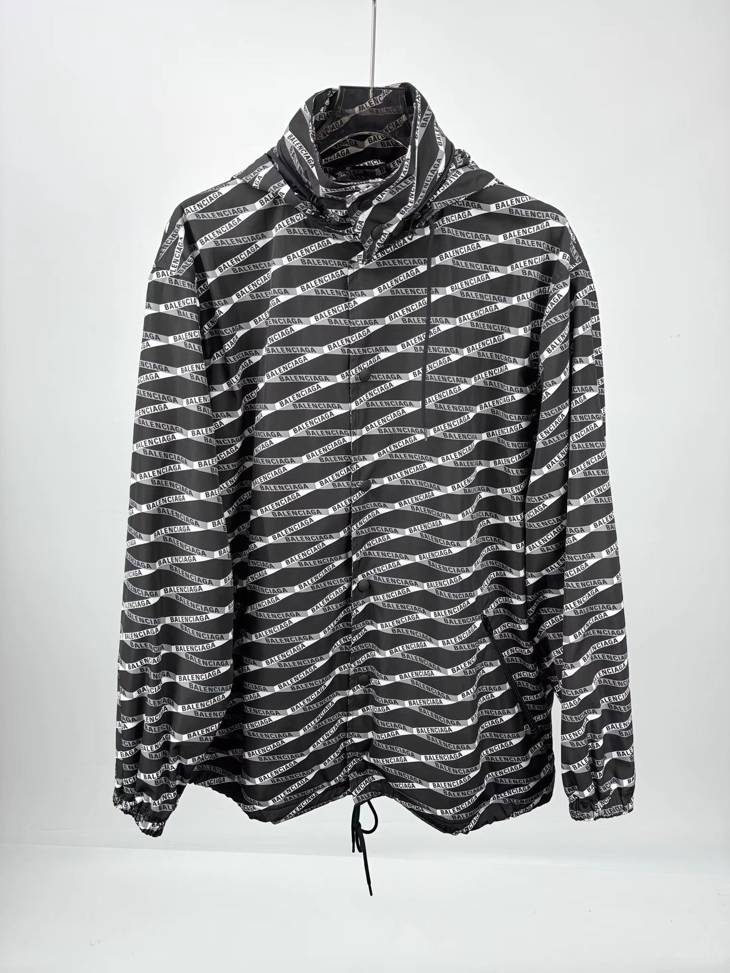 BALENCIAGA All-Over Logo Print Windbreaker Jacket