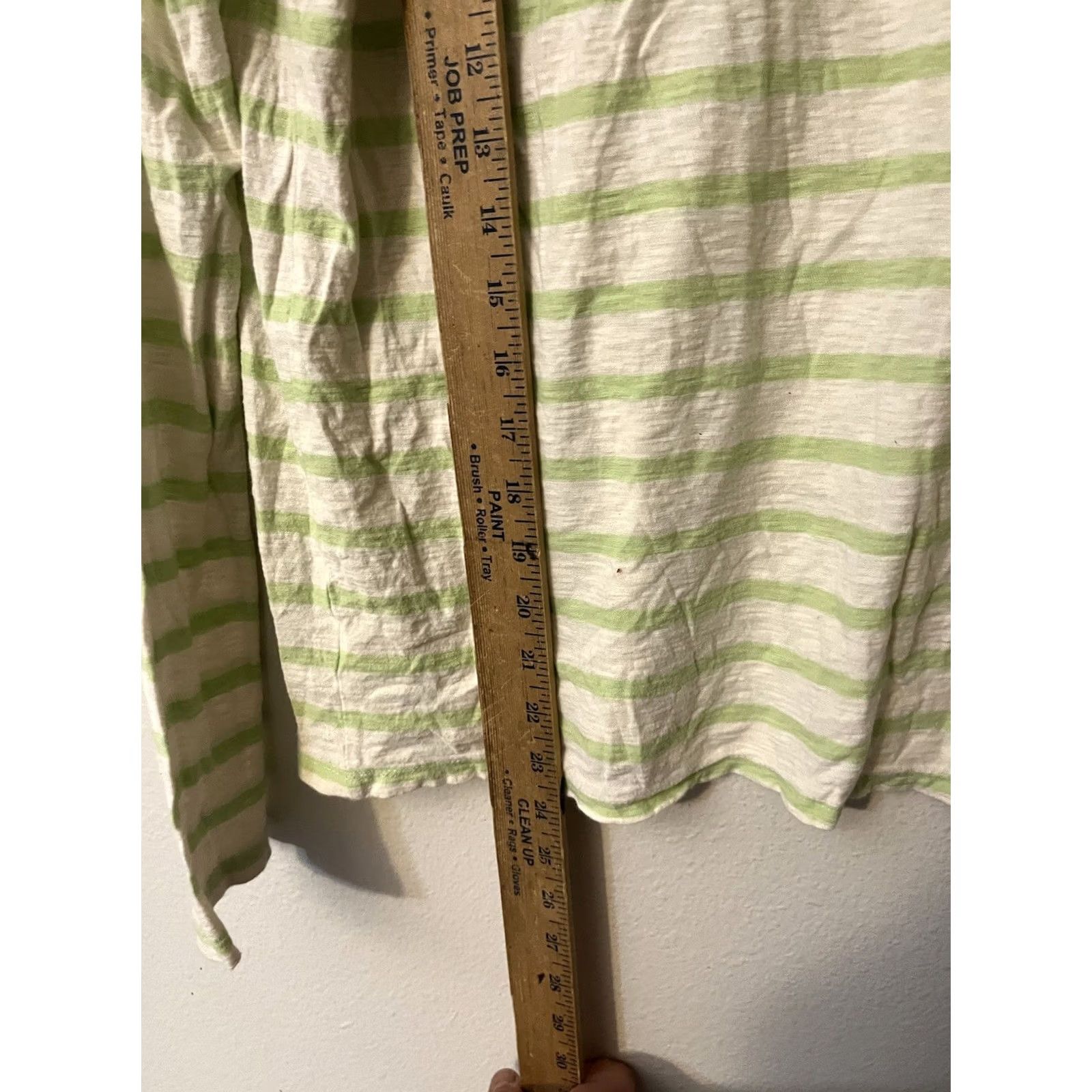 Gap Womens GAP T-Shirt L White Green Striped V-Neck Long Sleeve Cotton Blend Pullover Shirt Womens Size L / US 10 / IT 46 - 4 Thumbnail
