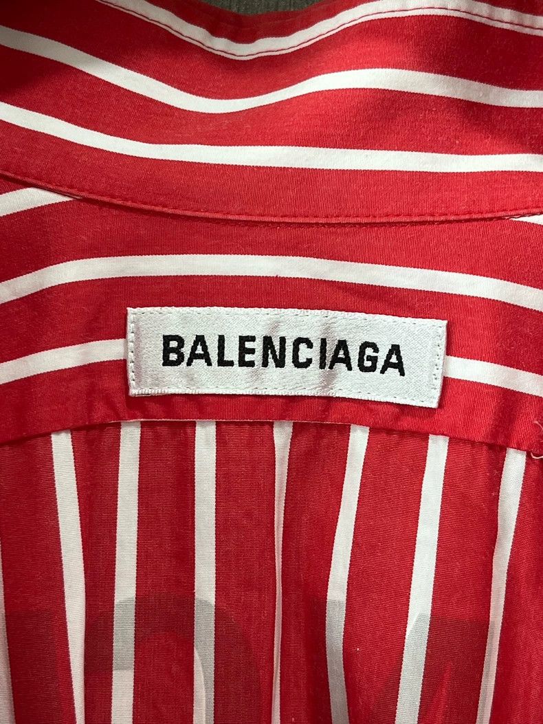 Balenciaga Balenciaga Red and White Striped Cotton Shirt Size XXS / US 00 / IT 34 - 4 Thumbnail