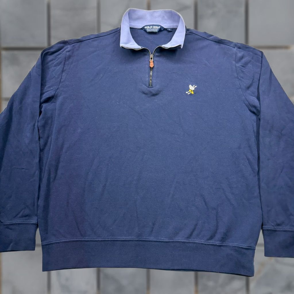 Polo Ralph Lauren Polo Golf Ralph Lauren Mens Navy Blue 1/4 Zip Cotton Pullover Sweater Large L Size US L / EU 52-54 / 3 - 1 Thumbnail