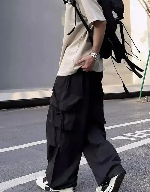 image of Blue Big Pocket Cargo Pants in Black, Men's (Size 42)