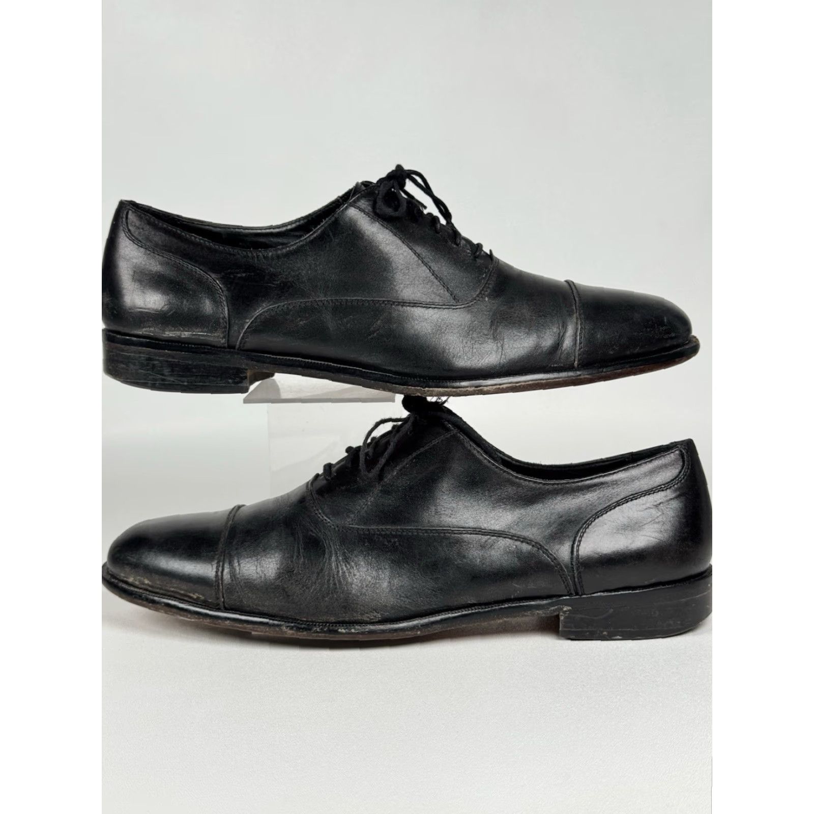 Vintage Broletto Men's Dress Shoe Cap Toe Lace Up Oxfords Black Leather Made In Italy 11 M Size ONE SIZE - 5 Thumbnail