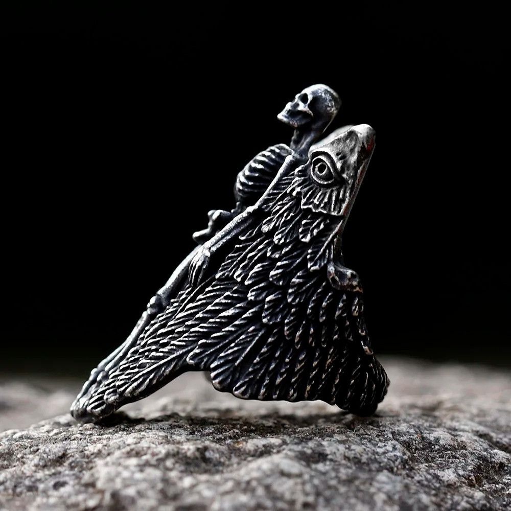 Jewelry Angel Wing Skull Ring Streetwear Jewelry Fashion Gift Size ONE SIZE - 5 Thumbnail