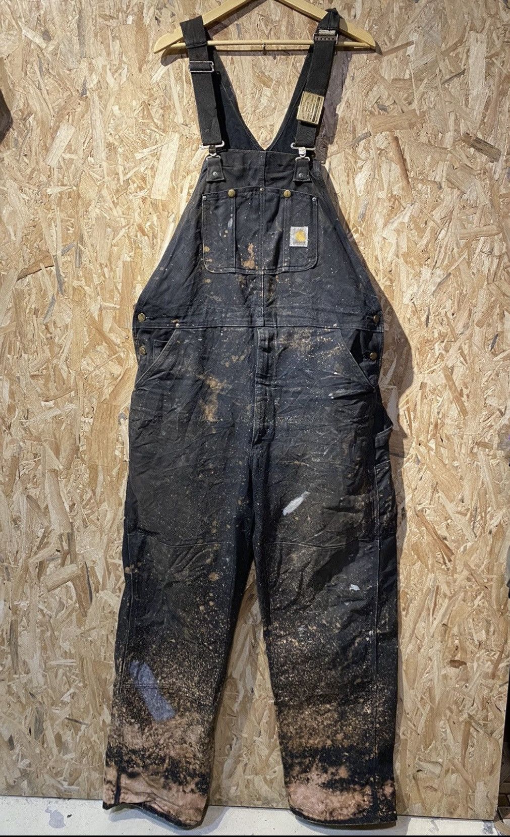 Carhartt × Carhartt Wip × Vintage Carhartt Men's Black Bib Patched /marked Carpenter Dungarees Size US 42 / EU 58 - 1 Thumbnail