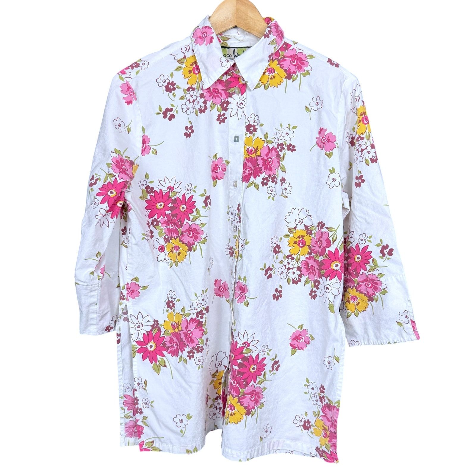Other Vintage 90s LOCO LINDO Small Top Blouse White Pink Floral Size S / US 4 / IT 40 - 12 Thumbnail