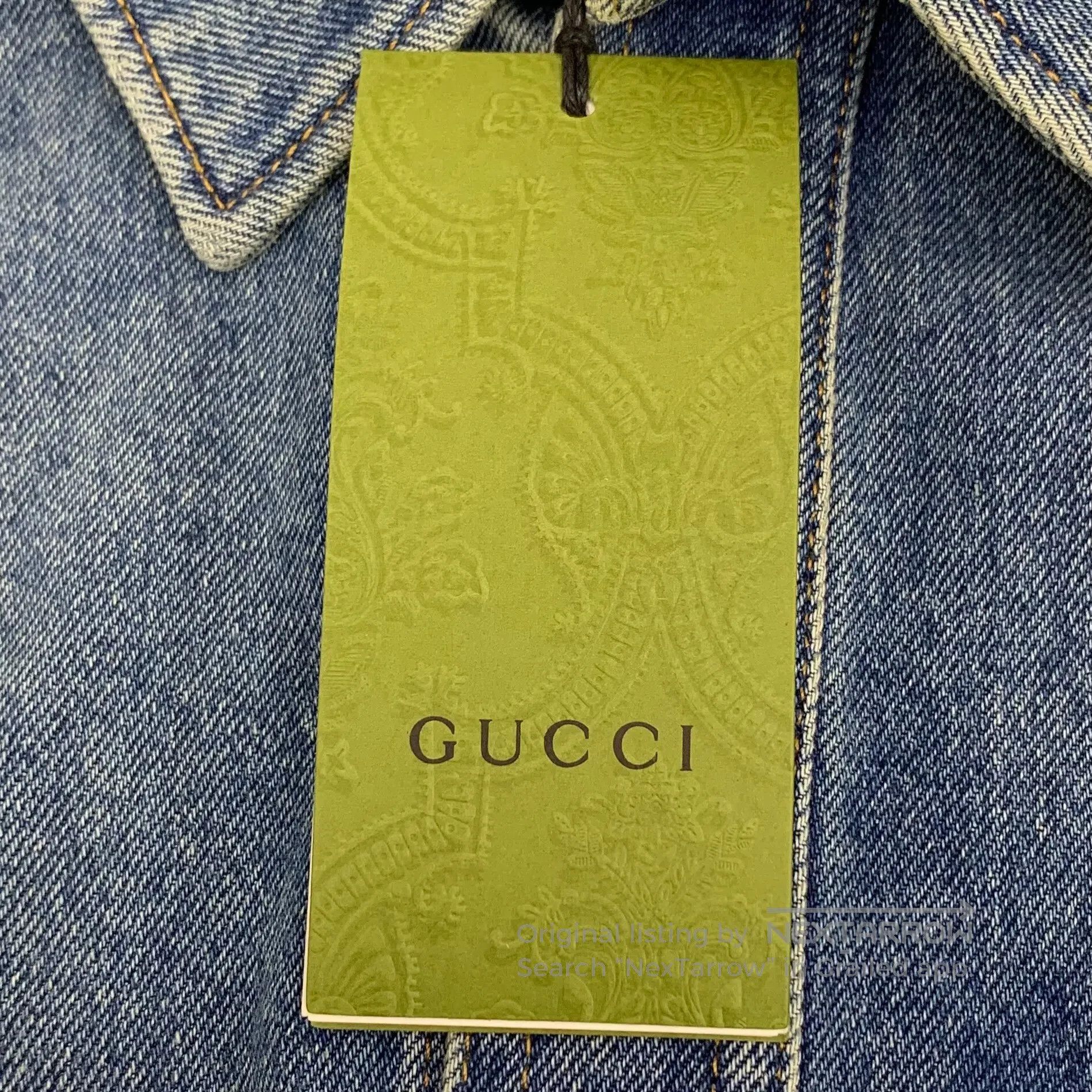 Gucci Guicci Blue washed logo lettering printed cotton button-do Size M / US 6-8 / IT 42-44 - 7 Thumbnail