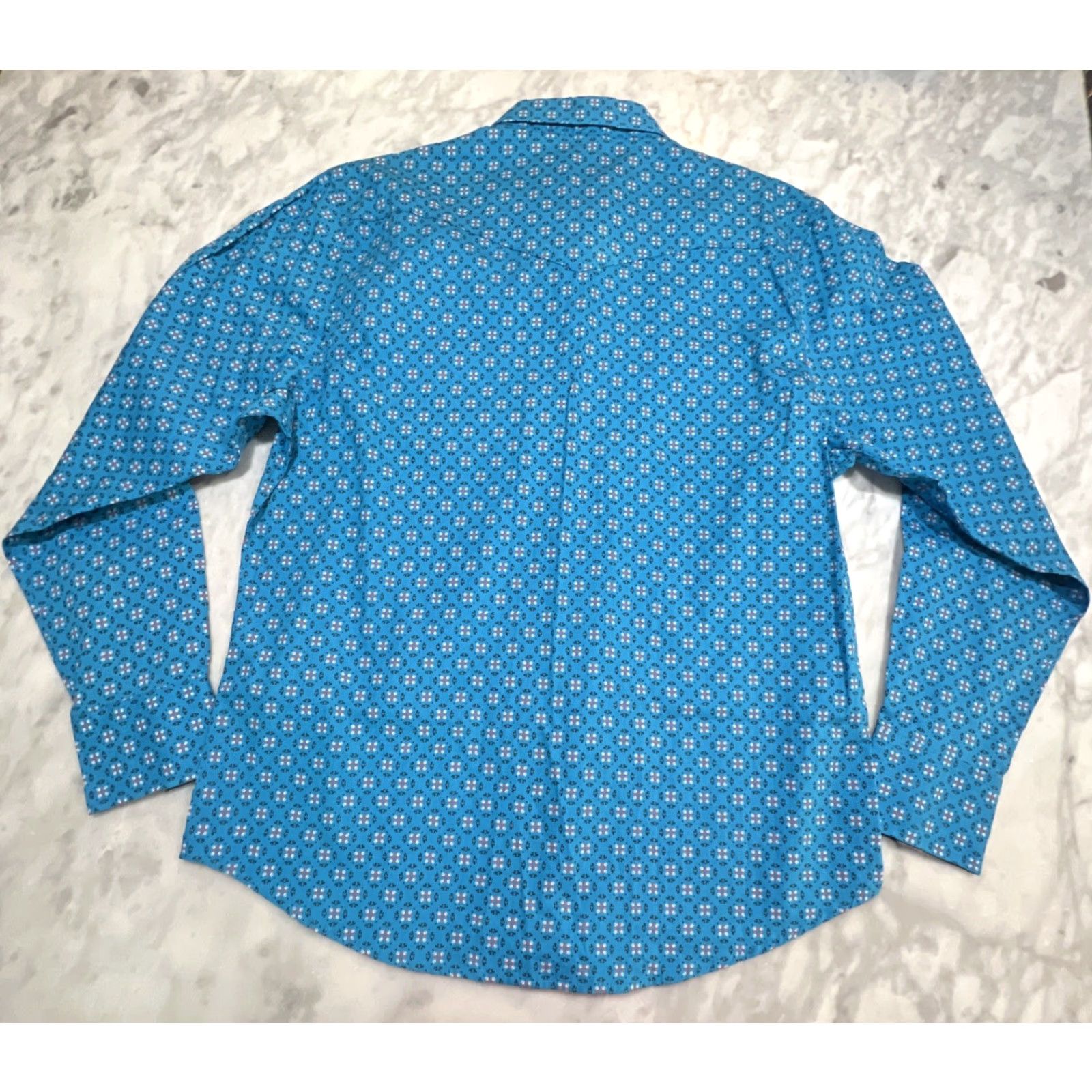 Vintage Rodeo Western Pearl Snap Shirt Men XL Long Sleeve Blue Geometric Cotton Cowboy Size US XL / EU 56 / 4 - 5 Thumbnail