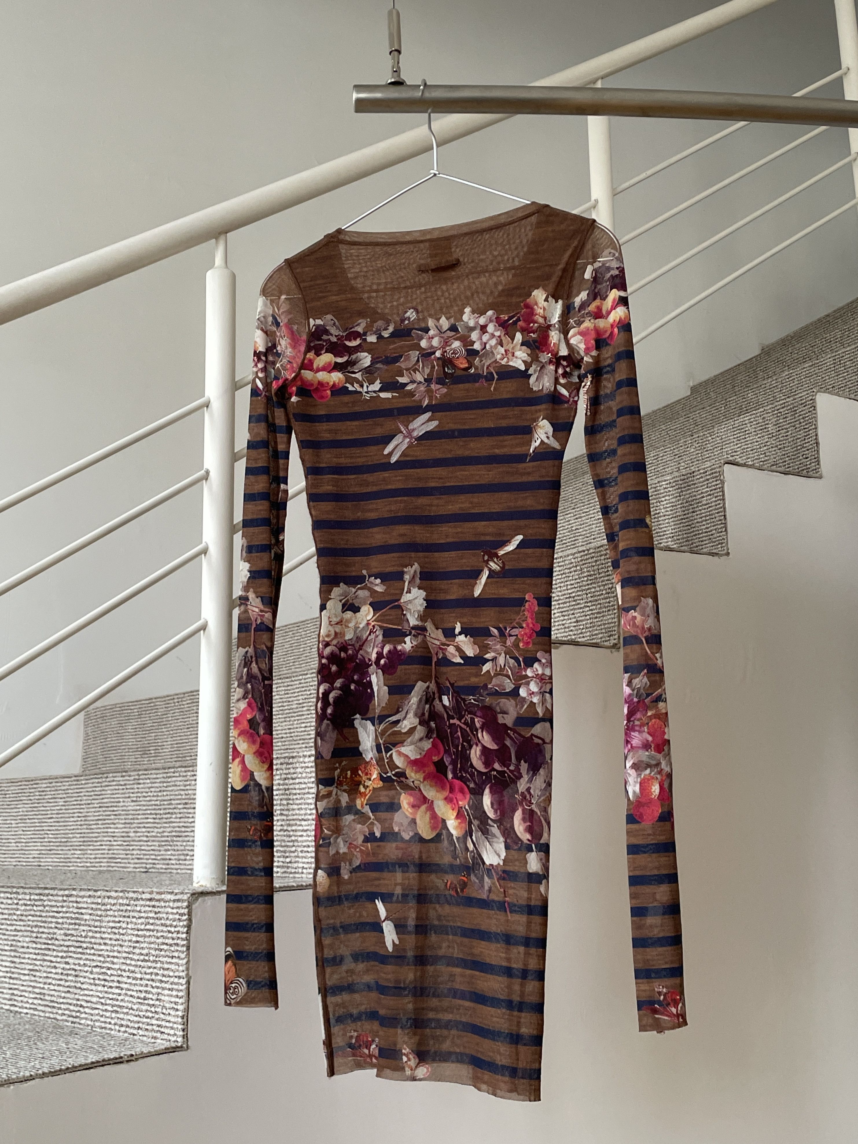Jean Paul Gaultier × Vintage JEAN PAUL GAULTIER Mesh Dress Top Long Sleeve Graphic E2669 Size M / US 6-8 / IT 42-44 - 2 Thumbnail