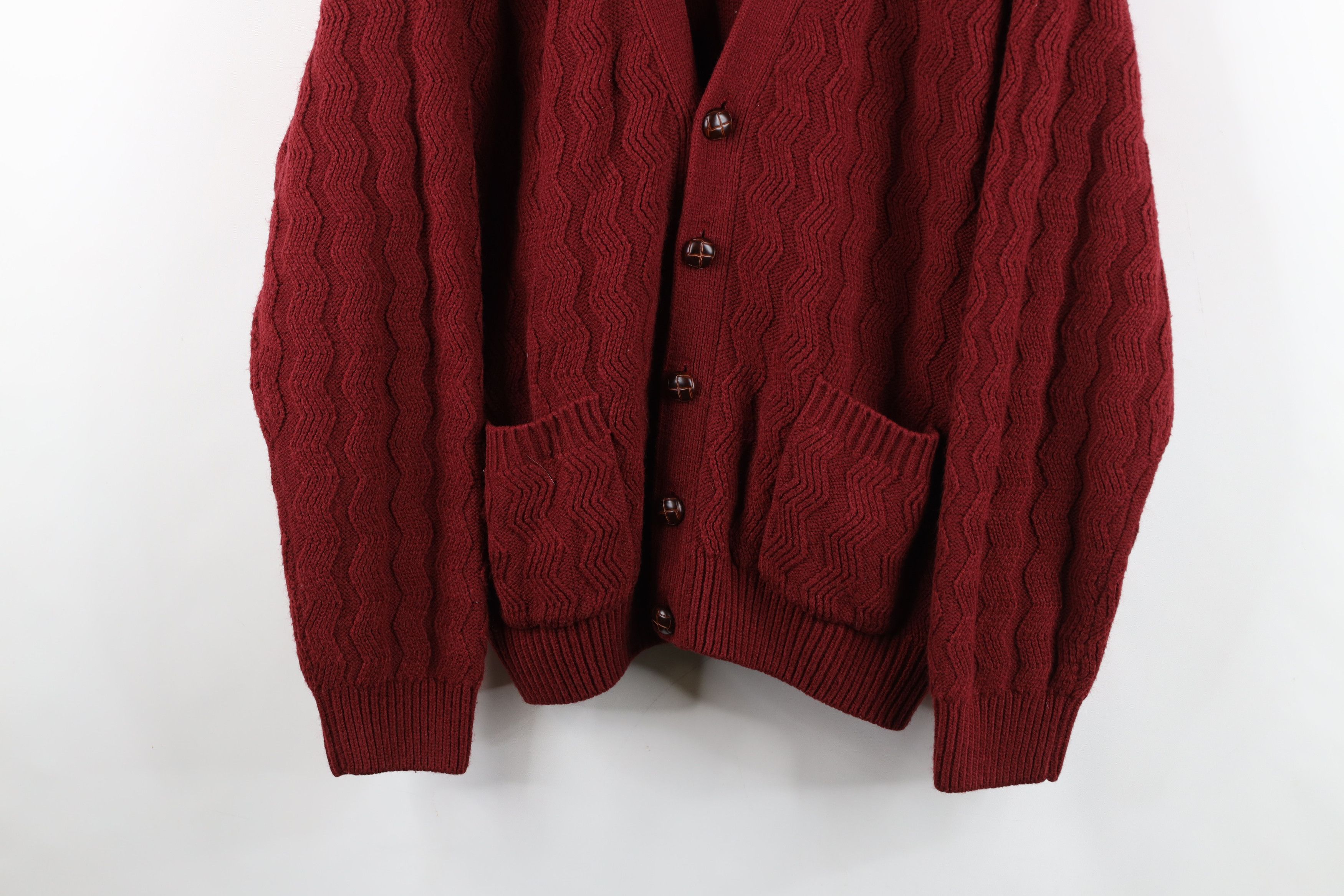 Vintage Vintage 90s Streetwear Zig Zag Wavy Knit Cardigan Sweater Size US XL / EU 56 / 4 - 3 Thumbnail