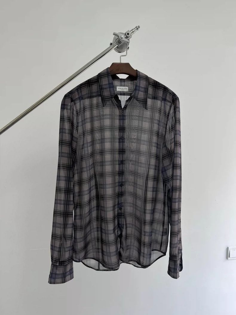 Dries Van Noten dries van noten Ultra-draped summer check thin shirt 2504-N Size US L / EU 52-54 / 3 - 2 Thumbnail