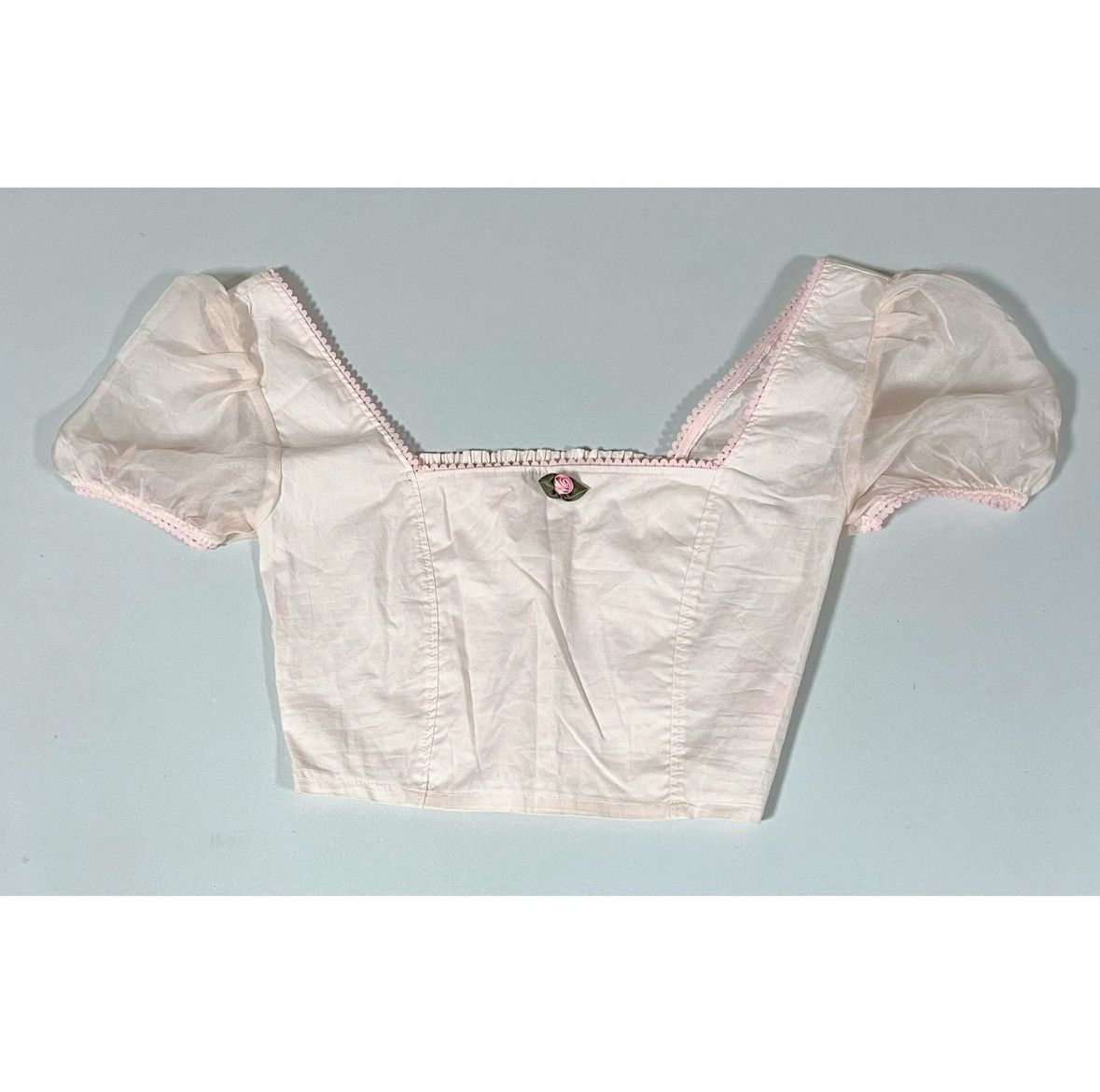 Dolls Kill Sugar Thrillz Pink Pastel Corset Shirt Crop Top Size S 🎀✨ Size S / US 4 / IT 40 - 2 Thumbnail