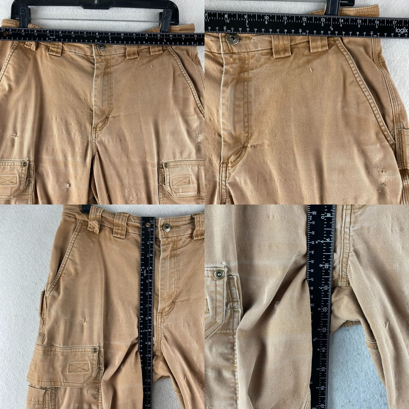 CO Duluth Cargo Shorts Mens 34 Beige Canvas Outdoors Distressed Cargo Pocket Mid Rise 12in Regular Mens Size US 34 / EU 50 - 8 Thumbnail