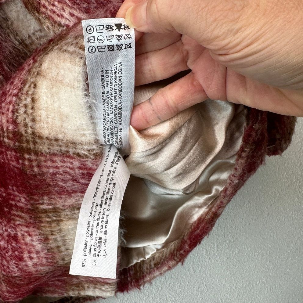Zara Zara Jacket Red Brown Cream Plaid Womens US XL Fuzzy Size XL / US 12-14 / IT 48-50 - 12 Thumbnail