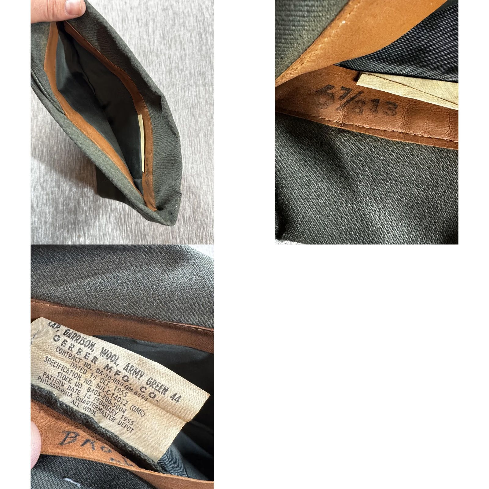 Vintage VINTAGE Gerber Mfg Co Cap Garrison Wool Army Green 44 6 7/8 Mens Hat Cap Wool Leather Lined 1955 Korea Mens Size ONE SIZE - 8 Thumbnail