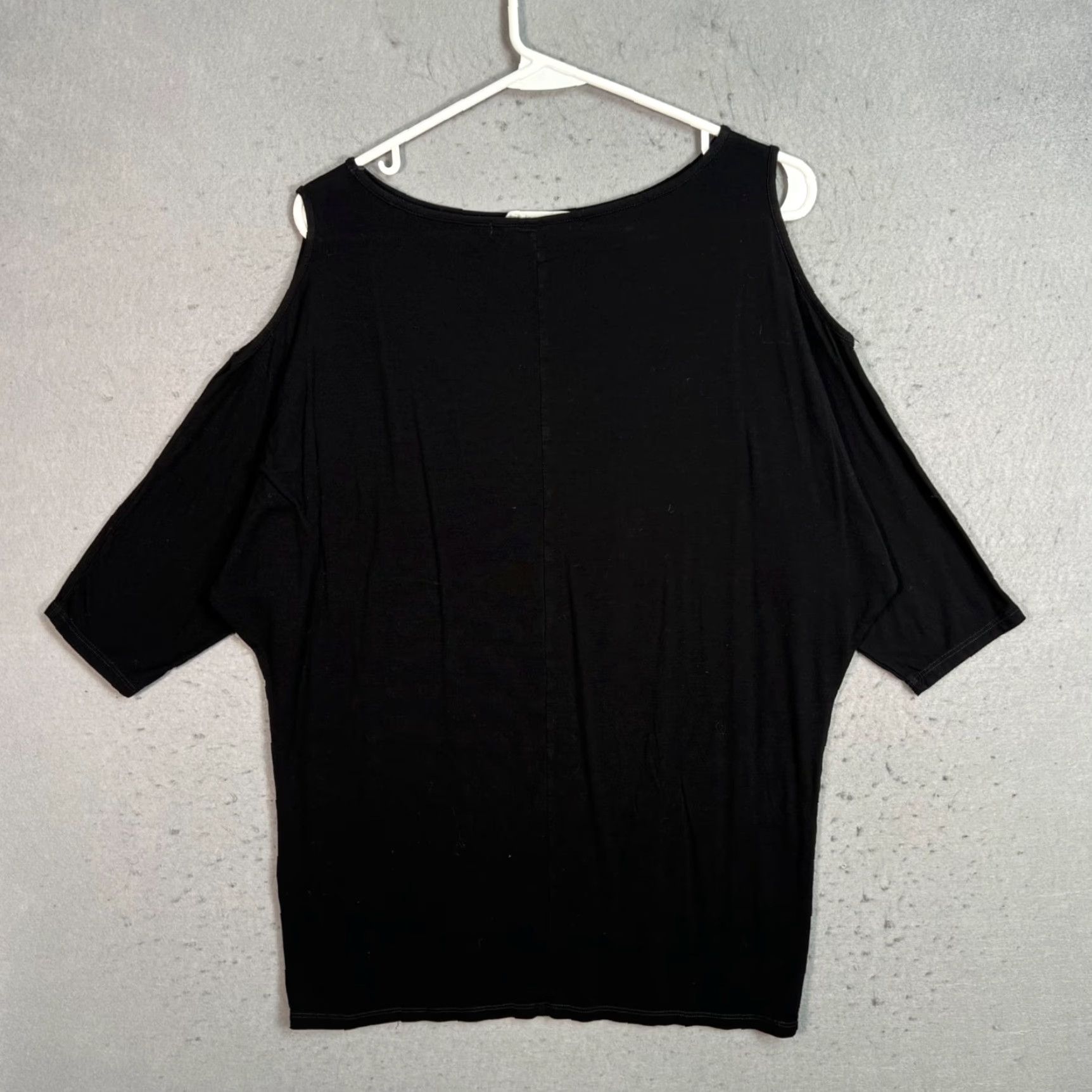 Michael Stars VINTAGE Michael Stars Womens Black Cold Shoulder Blouse OS Rayon & Spandex Top Unique Style Size ONE SIZE - 2 Thumbnail