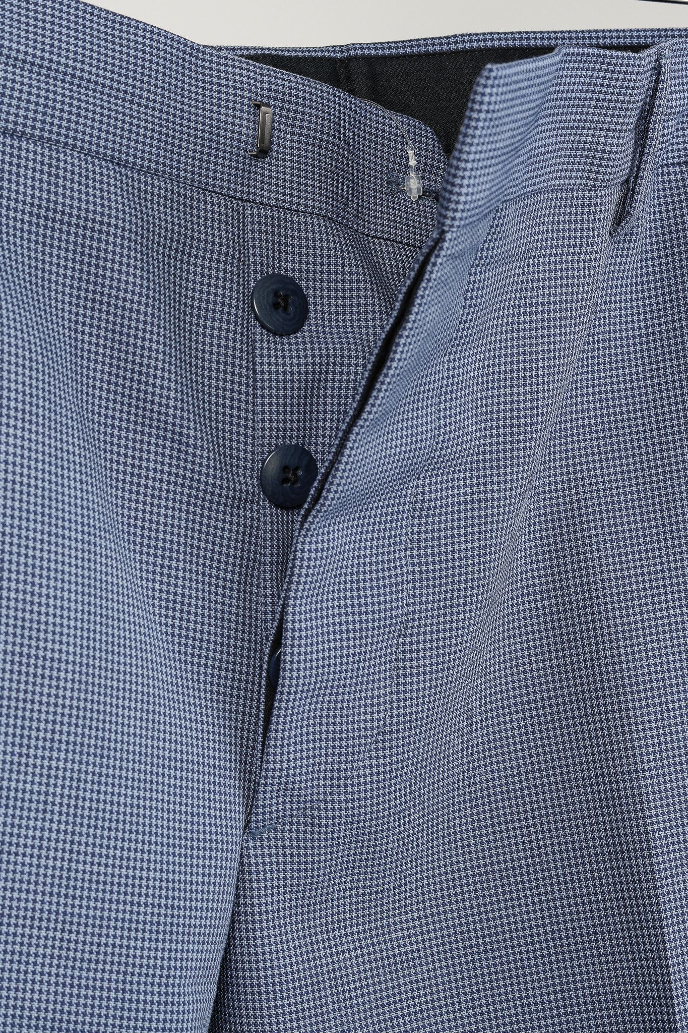 Prada Prada Blue-Micro-Houndstooth Virgin Wool Cuffed Trousers Size 34R - 10 Thumbnail