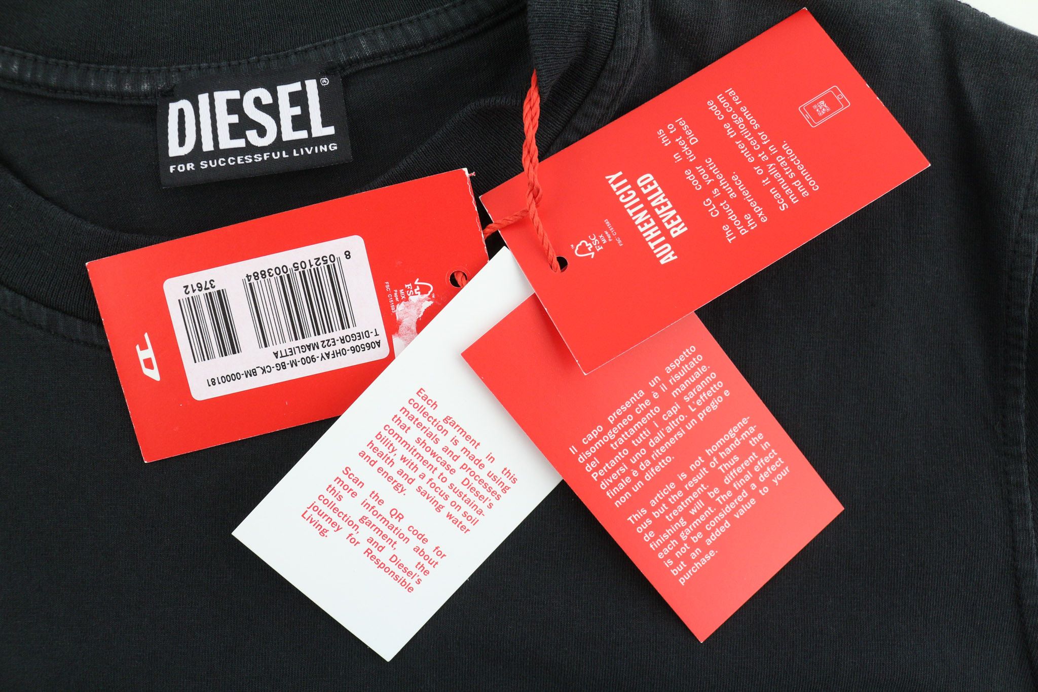 Diesel T-DIEGOR-E22 M Black Washed Short Sleeve Tricot 40335 Size US M / EU 48-50 / 2 - 5 Thumbnail