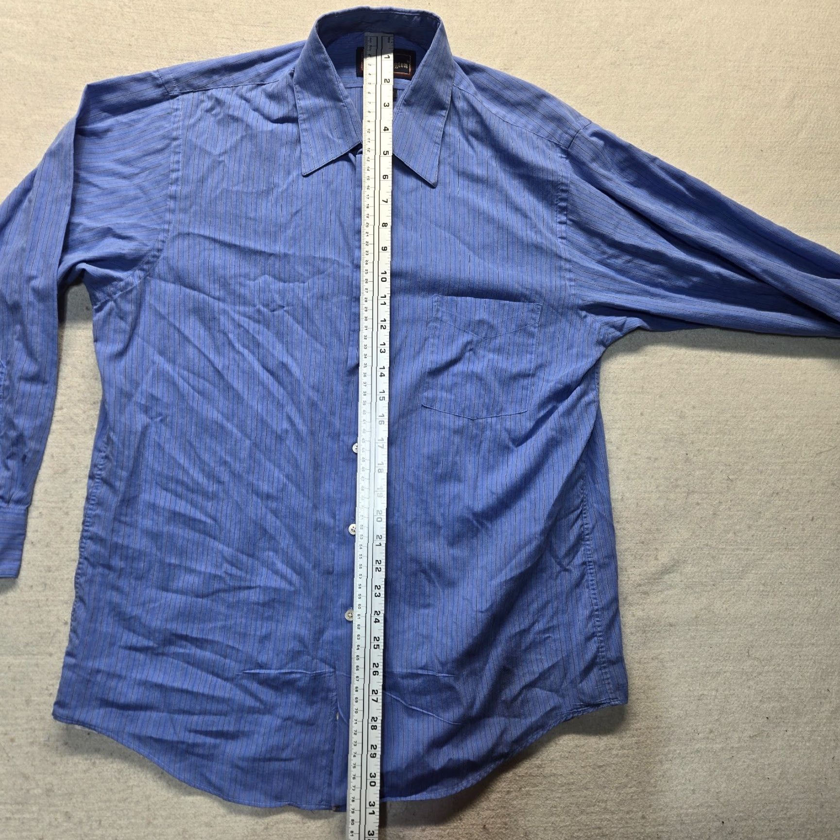 Vintage Barrington Shirt Men 16 Blue Solid Button-Up Long Sleeve Pocket Casual Size US L / EU 52-54 / 3 - 6 Thumbnail